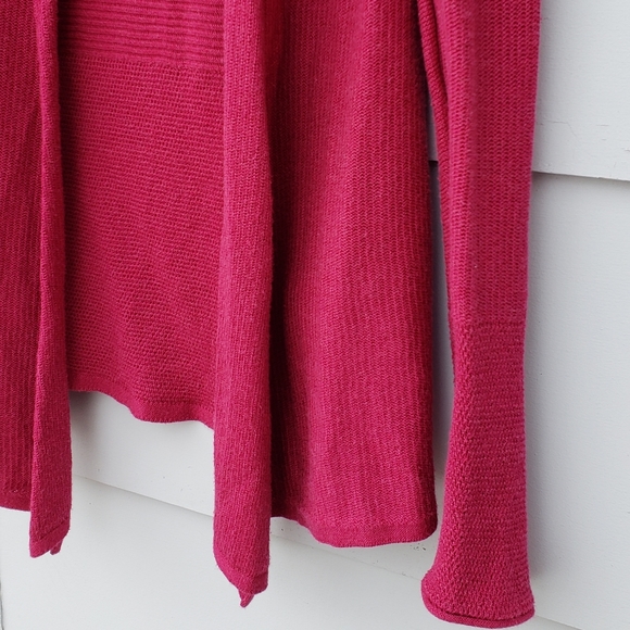 Nic & Zoe Open Front Cozy Knit Cardigan -Dark Pink - Picture 3 of 8